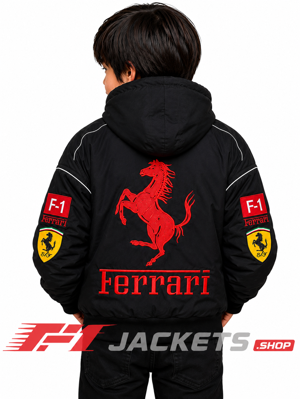 Kids Ferrari F1 Racing Hooded Jacket